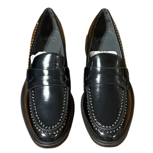 Franco Sarto Glossy Black Loafers - Picture 7 of 9